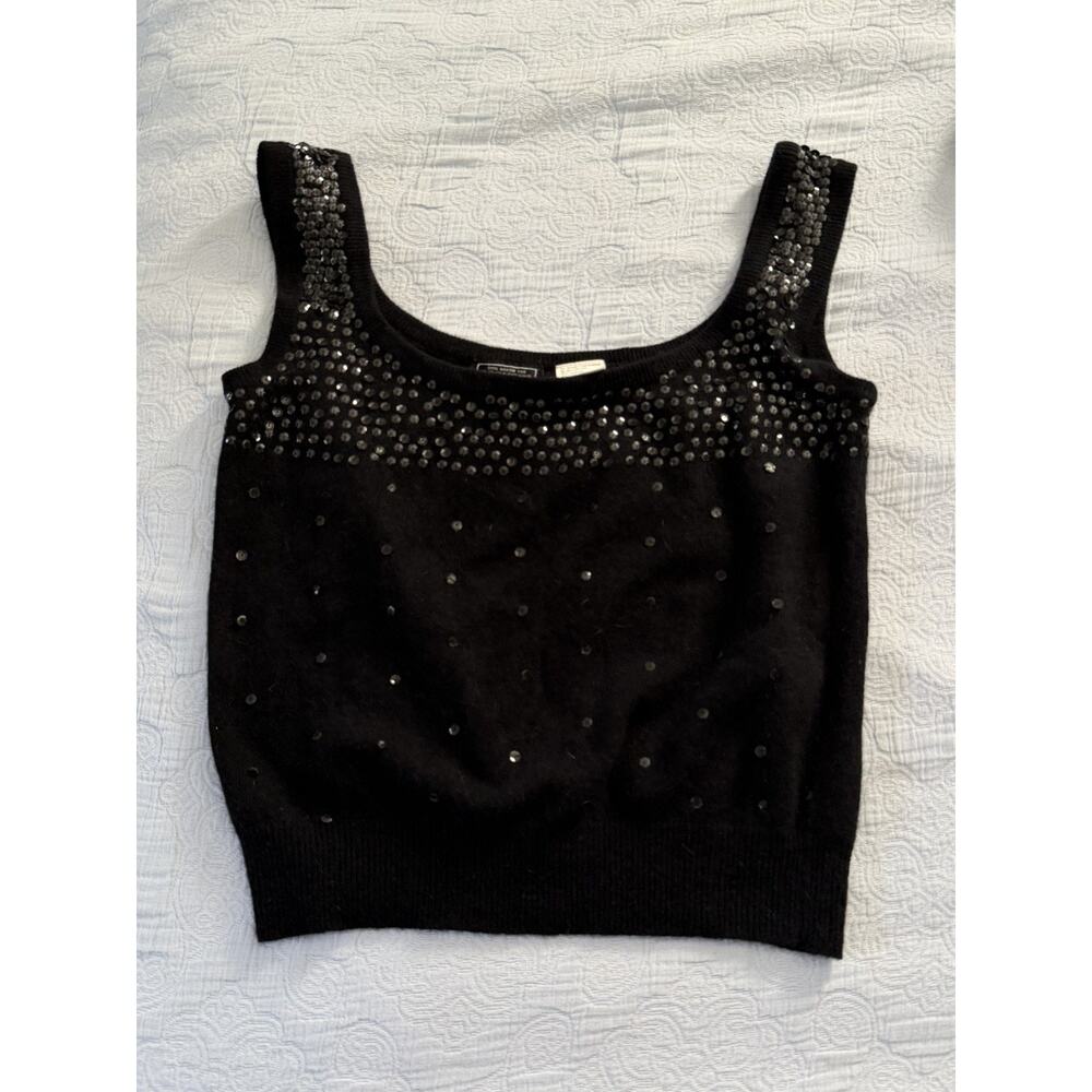 Don Rakow Stevens Creek Angora Wool Sequin‎ Sweater Tank Top Vintage 90s Sz L